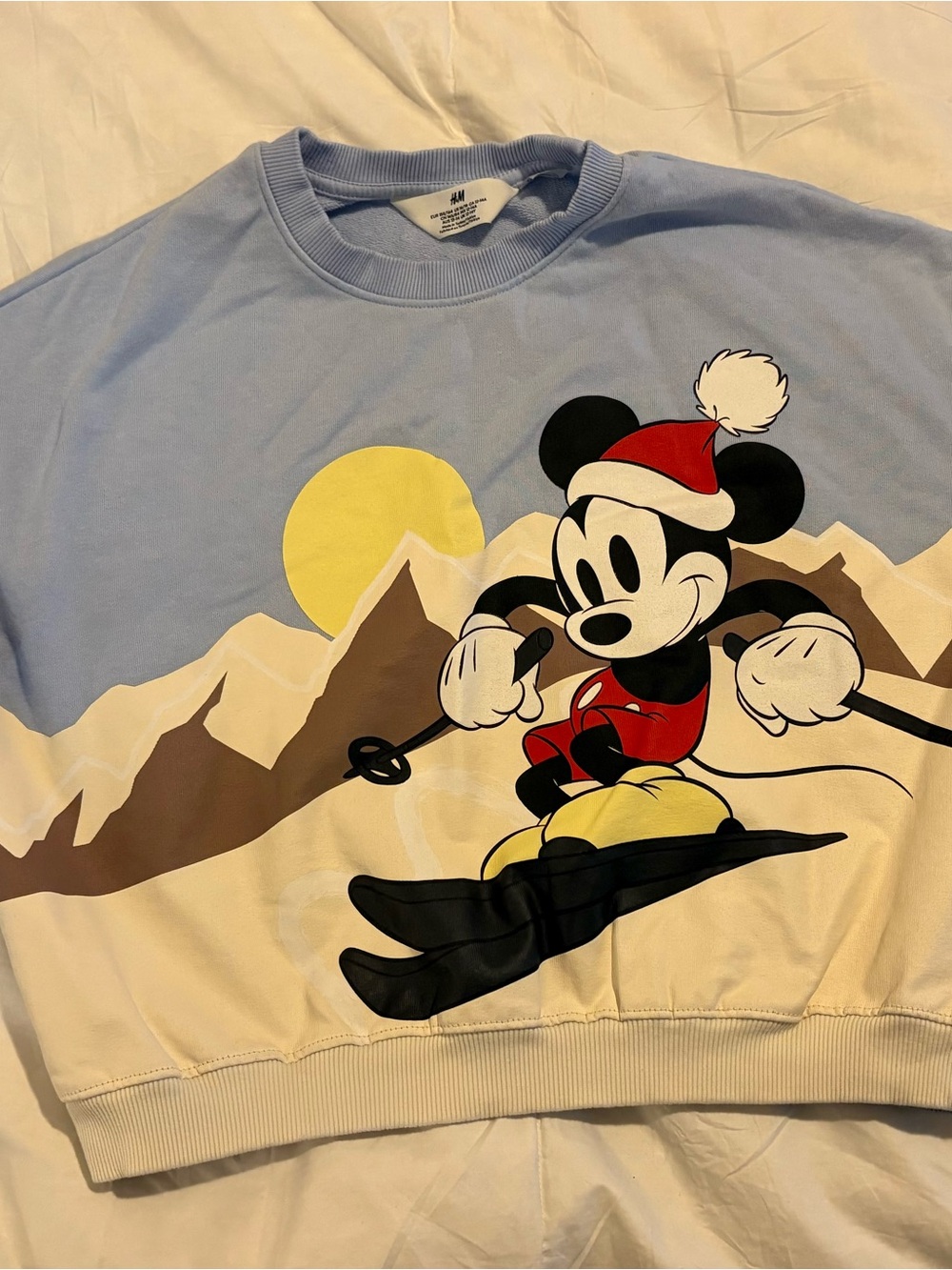 H&M Light Blue Mickey Mouse Ski Pullover with Red Hat